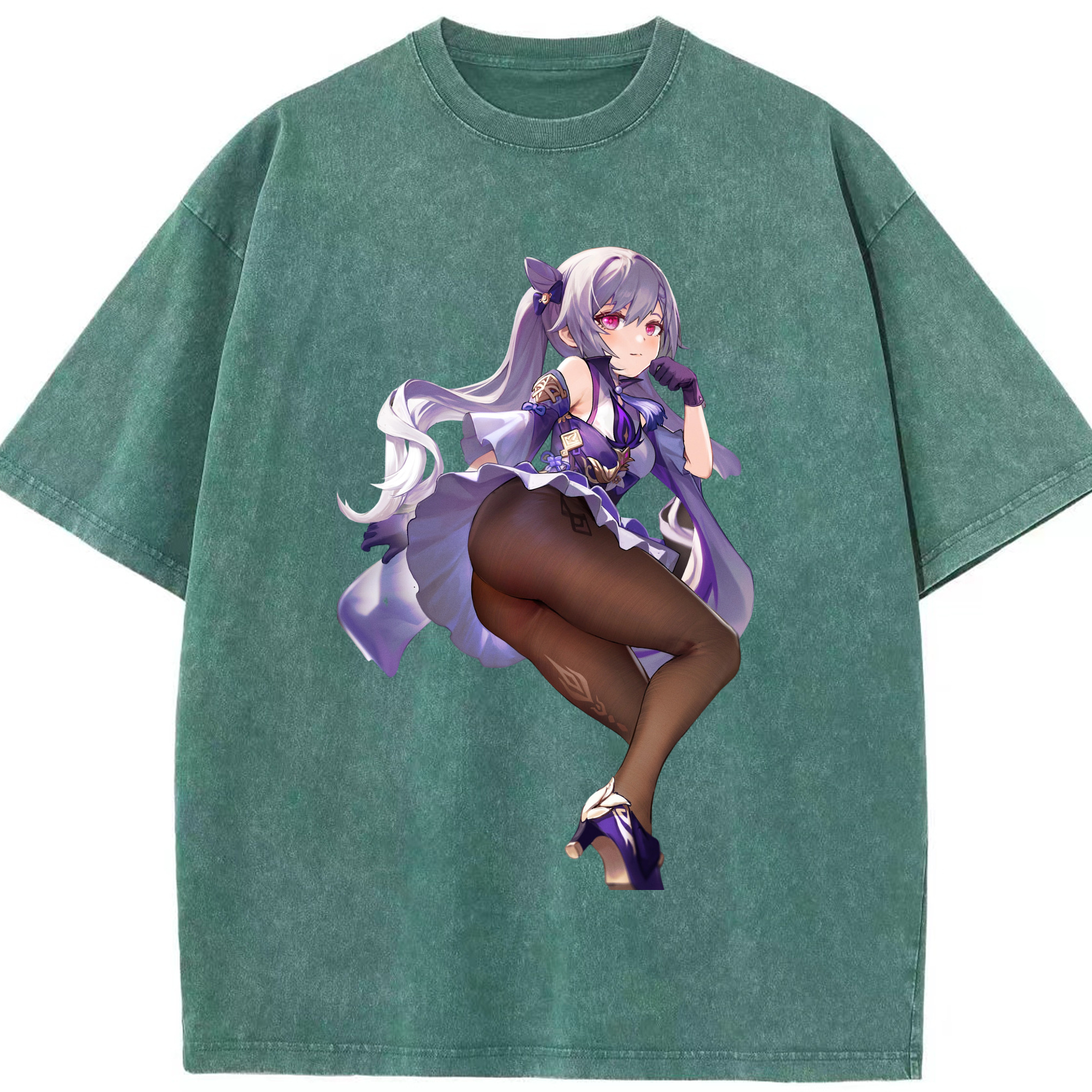 げんし神 刻晴 こくせい genshin Kokusei 綿100% ヴィンテージ風 半袖Tシャツ（フロントプリント）